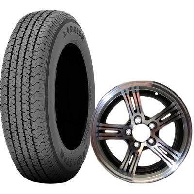 ASSY.205 / 75-R15 6PR 5H / 4.5" ALUM BLACK MACHINED KENDA